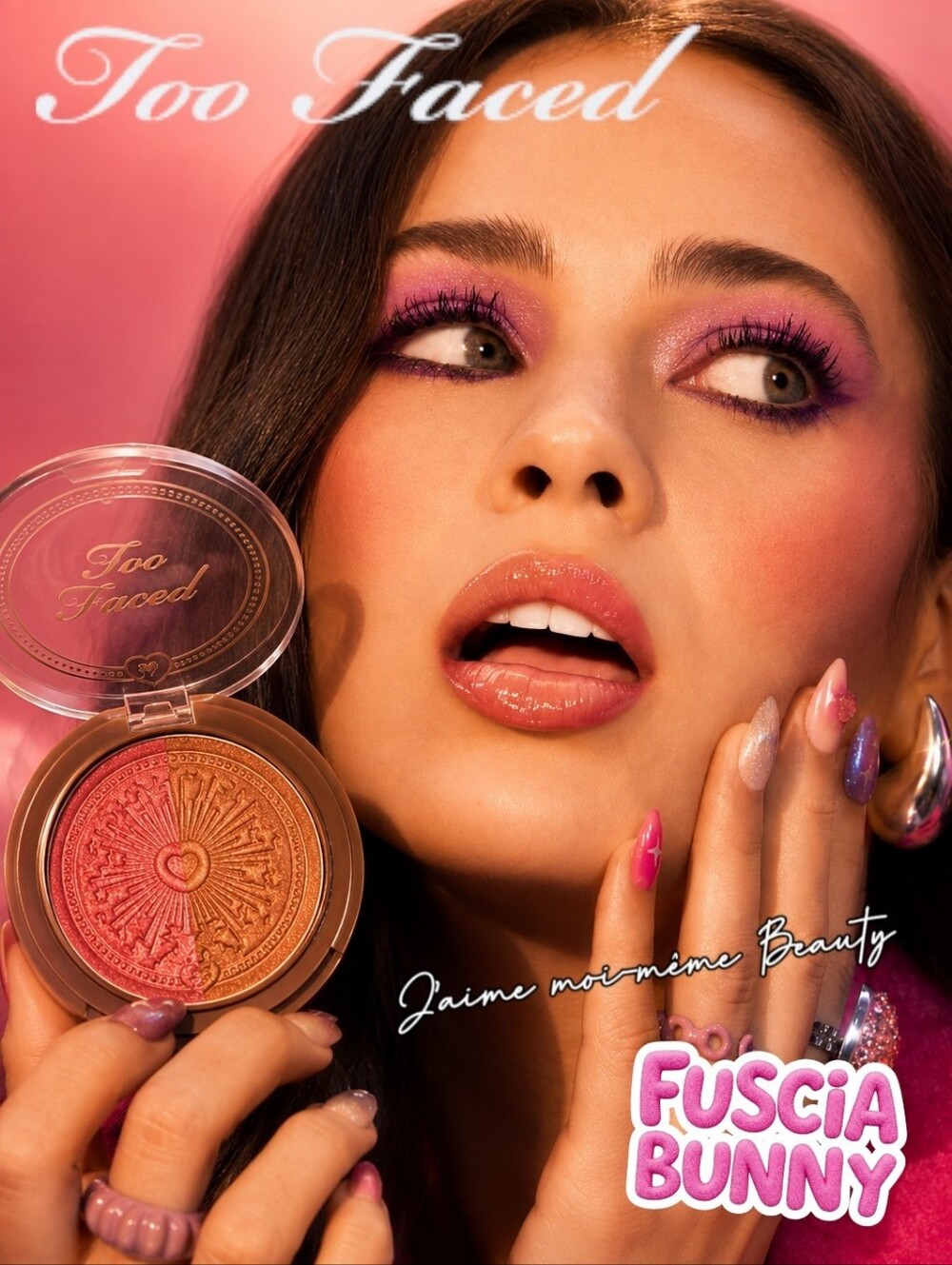 Too Faced Fuscia Bunny Blushing Bronzer— Deep Fuscia Pink & Bronze